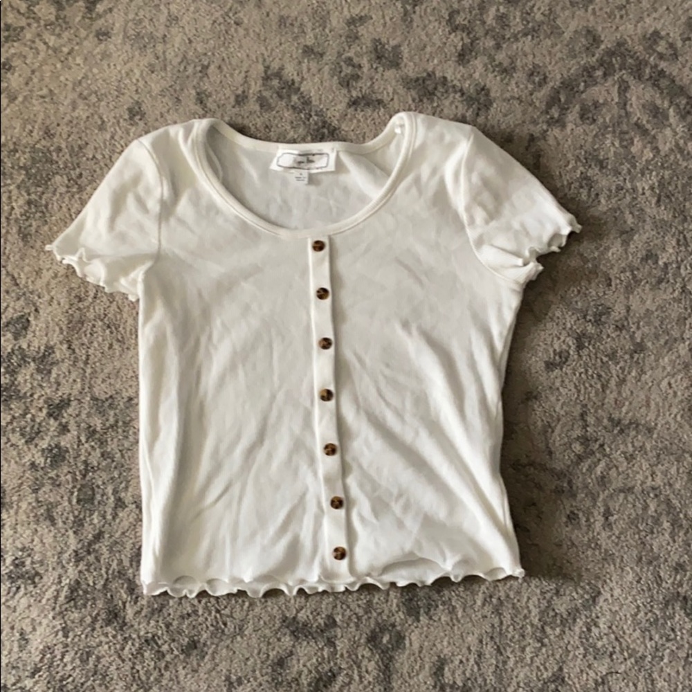 cute white ditsy/cottagecore top